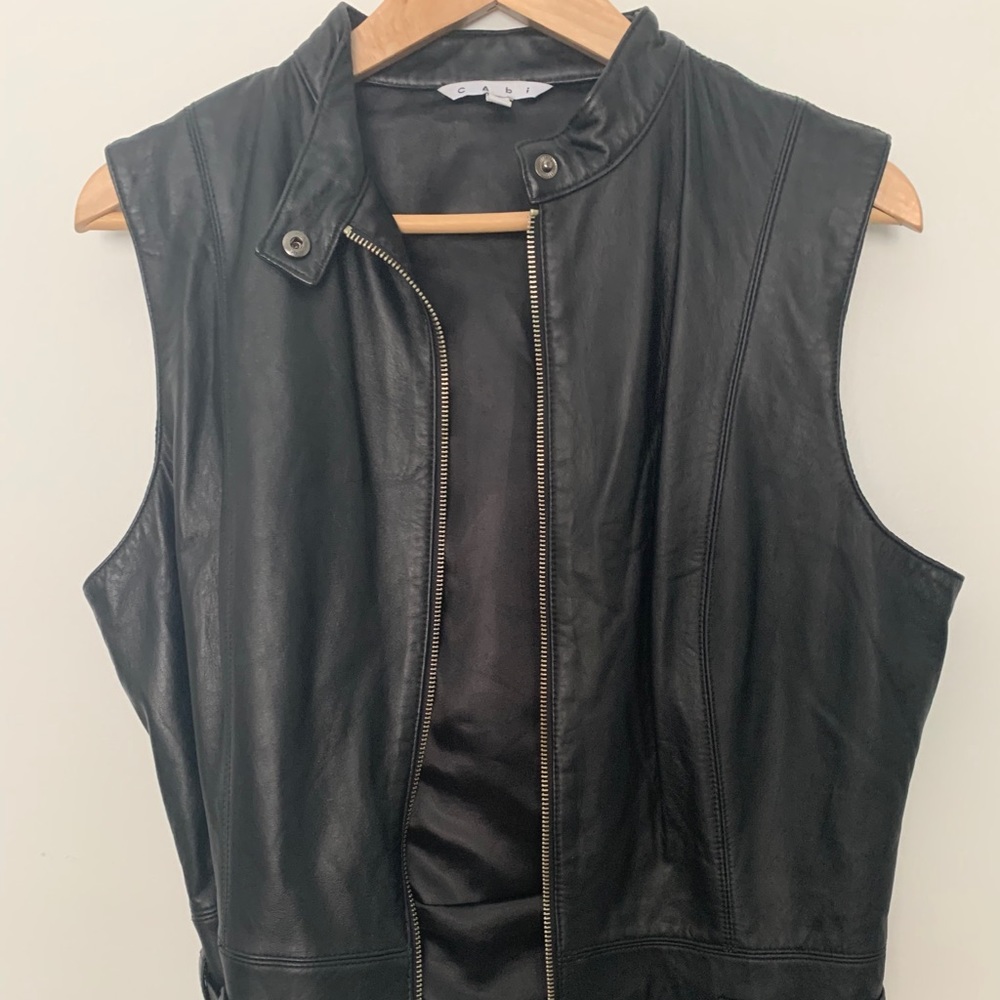 CAbi Black Leather Vest L
